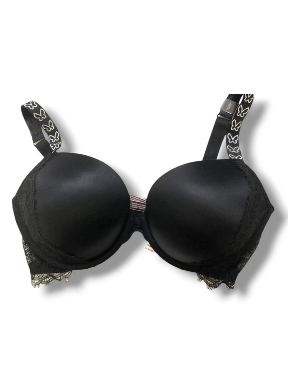 Victoria’s Secret Very Sexy Push-Up Bra 34DD Black With Butterfly Rhinestones